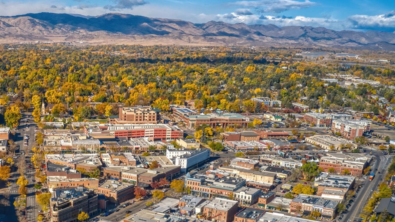 Sky view of the city Fort Collins, Colorado